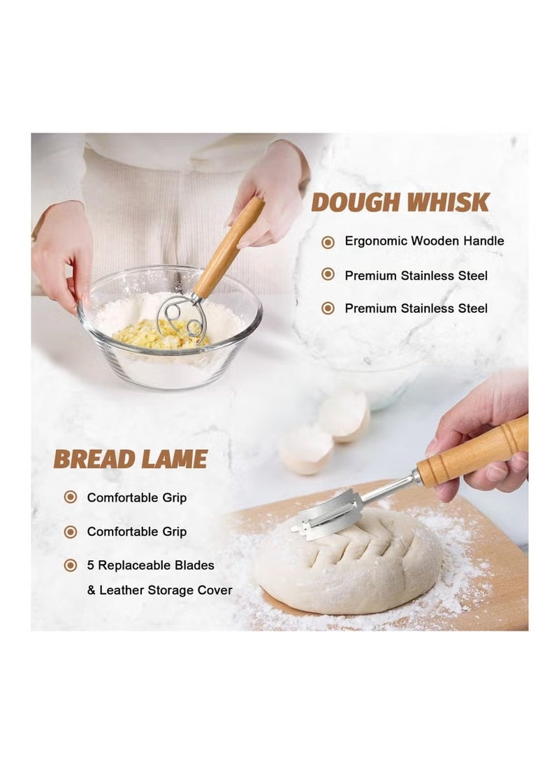 Sourdough Proofing Basket Kit, 23cm Round and 25cm Oval Banneton Bread Baking Supplies, 2 Bread Proofing Baskets with Sourdough Bread Making Tools,Bread Proofing Basket Set - Image 4